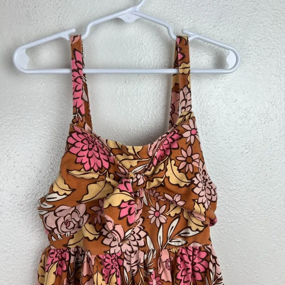 Tommy Bahama Dress Girls 10 Orange Pink Floral Sleeveless Summer Casual Kids